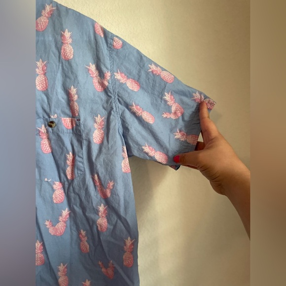 Distortion Men's Modern Short Sleeve Pineapple Print Button-Up Shirt Size XXL - Picture 4 of 5